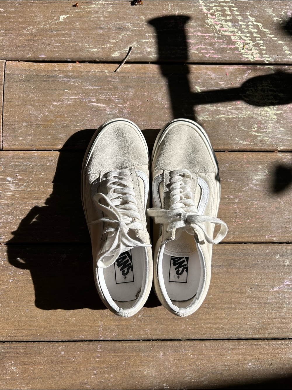 Vans Cream Suede Old Skool Low-Top Sneakers